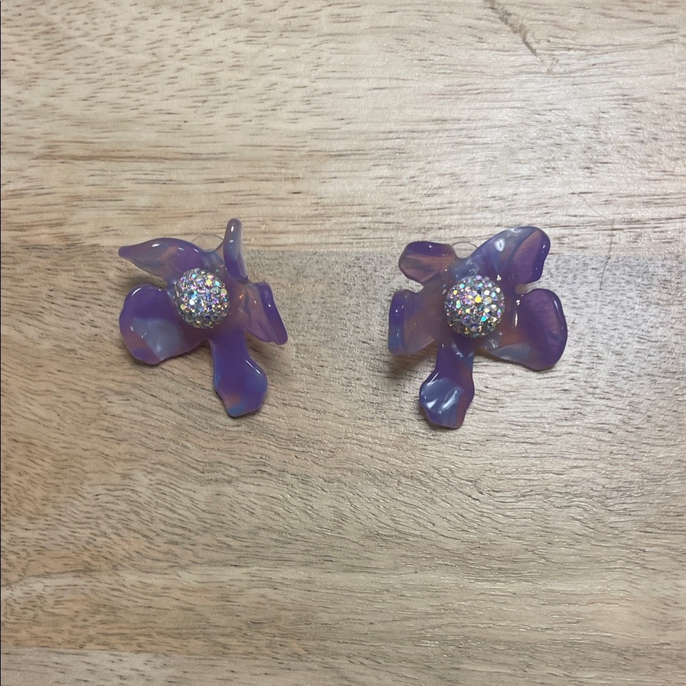 Lele Sadoughi Purple Floral Earrings